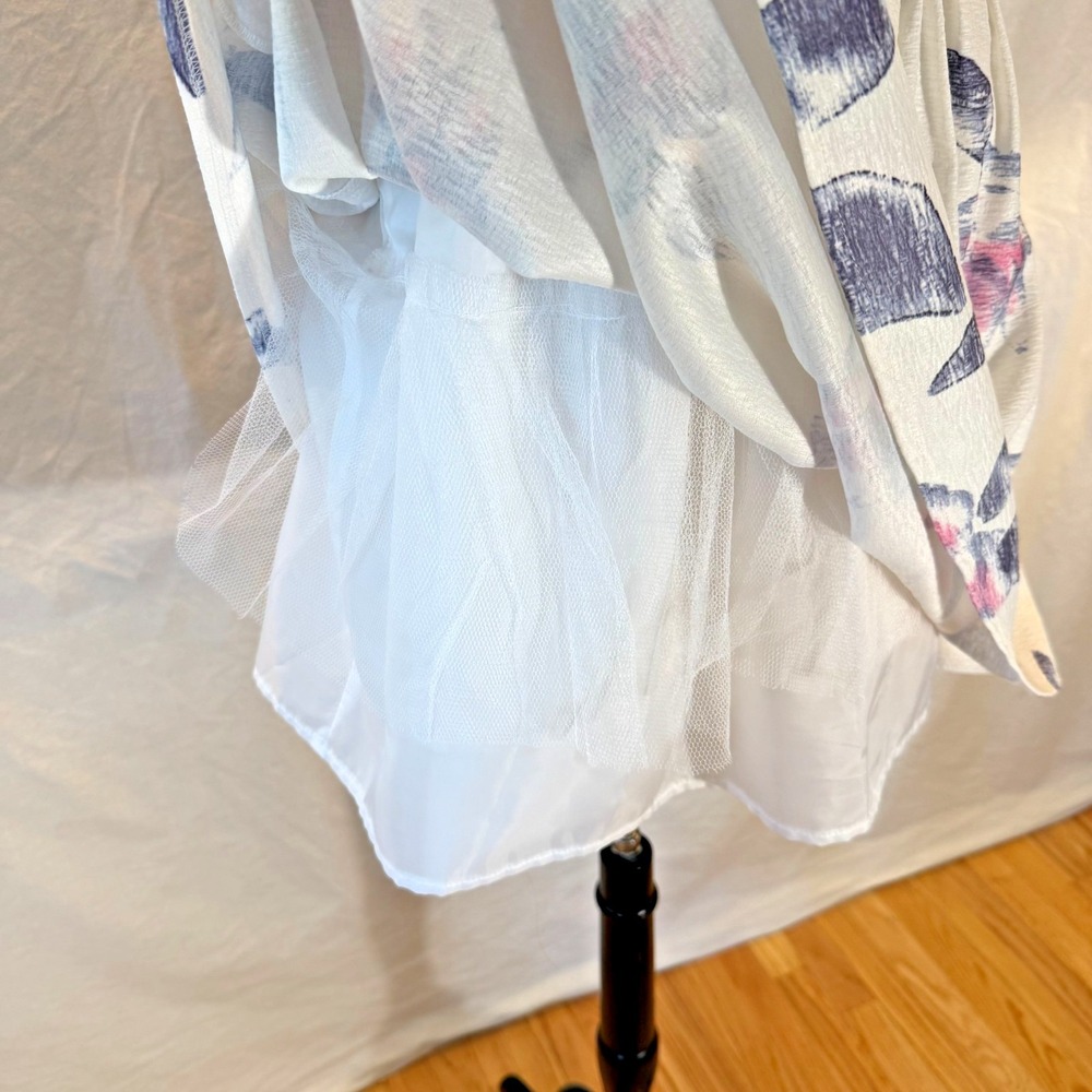 Tobi White Floral Fit Flare Party Dress Sz S Crisscross Back Petticoat - Picture 5 of 16